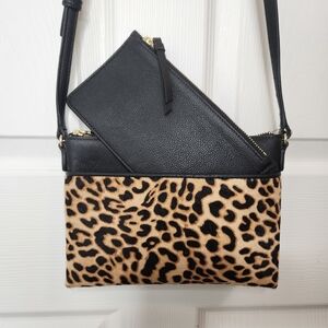 Talbots Calf Hair Cheetah Animal Print Crossbody NWT